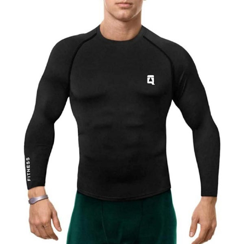 Quada Compression Swimming t Shirt Full Sleevs for Men (Black, Medium)