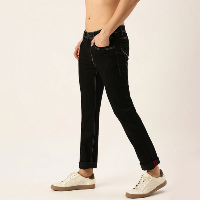 Men Black Slim Fit Mid-Rise Stretchable Jeans