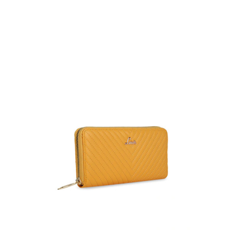 Chevron Women Yellow Zip Around Wallet